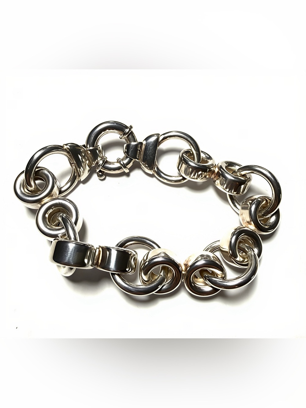 925 Sterling Silver Chunky Oval Link  Italian Made Bracelet